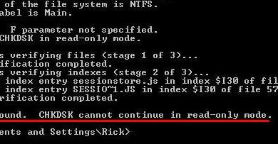 CHKDSK "Salt Okunur Modda Devam Edemez" Hatası