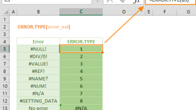 Excel'de ERROR.TYPE işlevi çalışmıyor