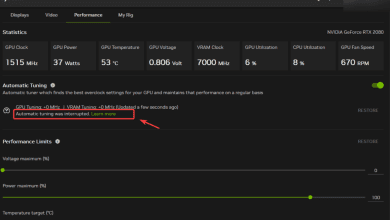 NVIDIA uygulamasında otomatik ayarlama kesintiye uğradı Hatası